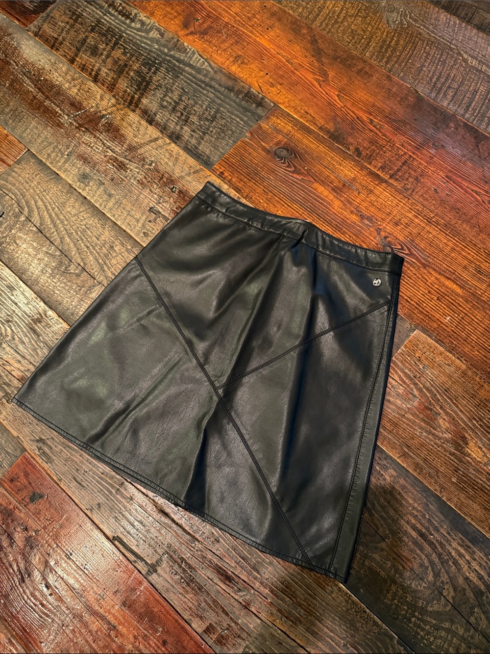 Black Faux Leather A-Line Mini Skirt